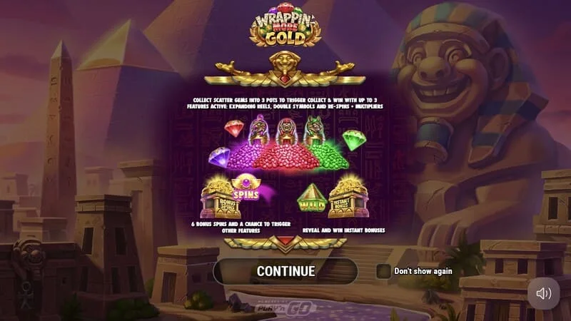 Wrappin' More Gold - pangunahing menu na may mummy at mga pyramid